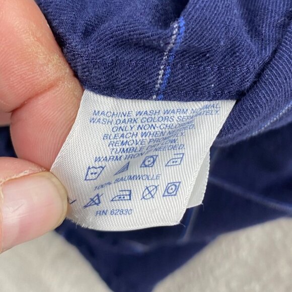 Lands End Mens Shirt XXL 18 18.5 Blue Plaid Button-Down Long Sleeve 100% Cotton - Picture 7 of 10